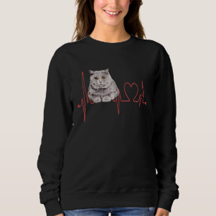 British Shorthair Cat Heartbeat EKG Funny I Liebe Sweatshirt