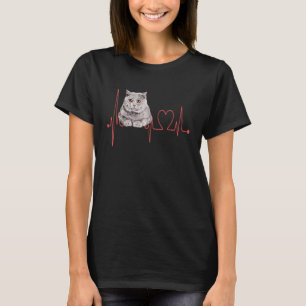 British Shorthair Cat Heartbeat EKG Funny I Liebe T-Shirt