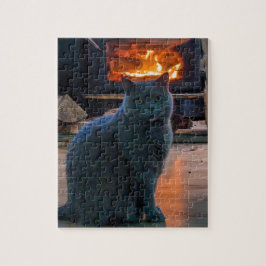 British Shorthair Cat Kitty Fireplace