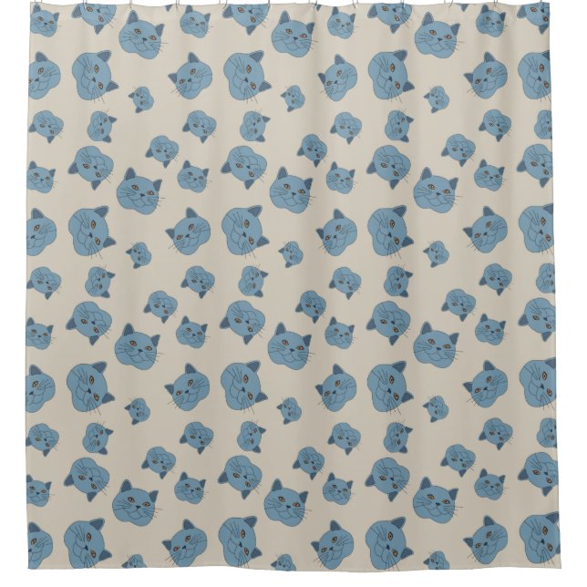 British Shorthair Cat Pattern Duschvorhang (Vorderseite)