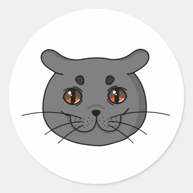 British Shorthair Cat Runder Aufkleber (Vorderseite)