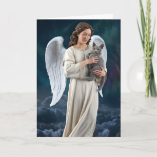 British Shorthair Cat und Angel Karte