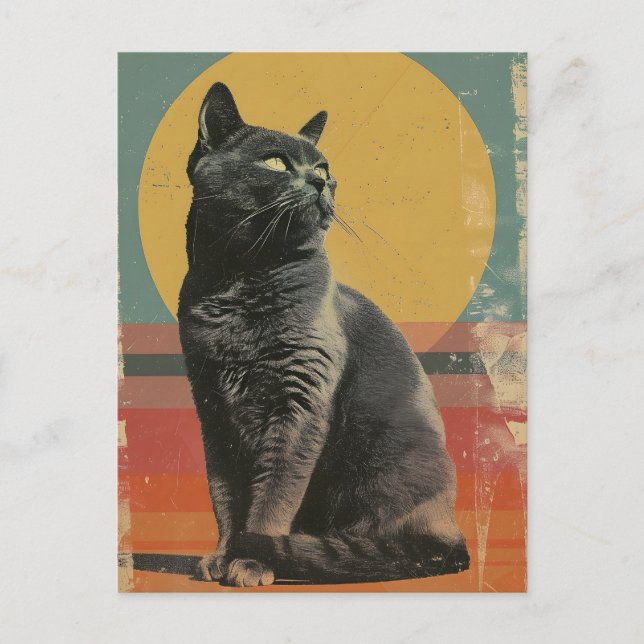 British Shorthair Cat Vintag Art Postkarte (Vorderseite)