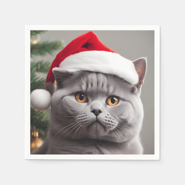 British Shorthair Christmas Serviette (Vorderseite)