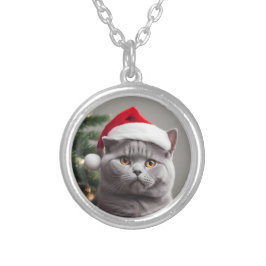 British Shorthair Christmas Versilberte Kette