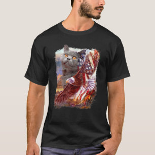 British Shorthair Eagle American Flag 4. Juli Inn T-Shirt