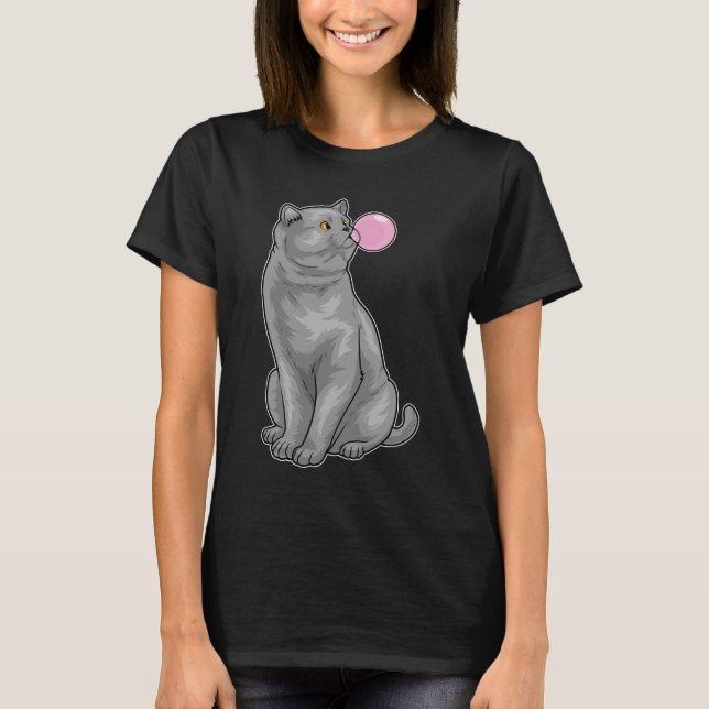 British Shorthair Kaugummi T-Shirt (Vorderseite)