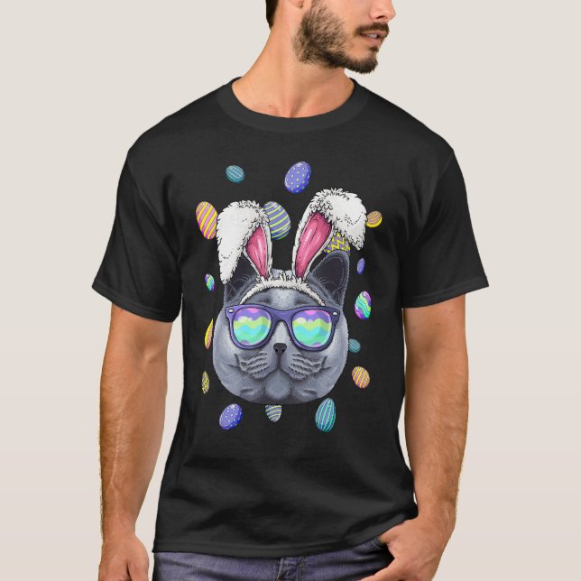 British Shorthair Oaster Bunny Oars Katzeneier T-Shirt (Vorderseite)