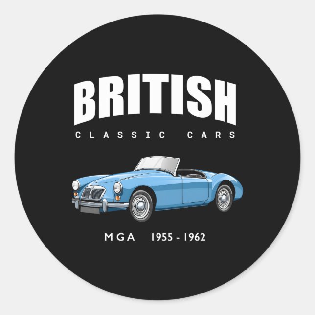 British Sports Car Mg Mga Runder Aufkleber (Vorderseite)