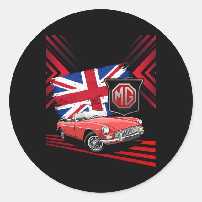 British Sports Car Mg Mgb Convertible Runder Aufkleber (Vorderseite)