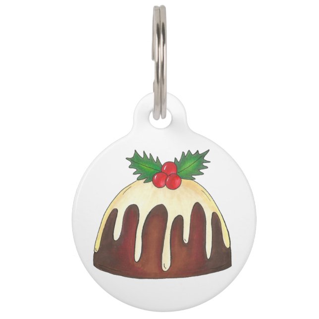 British Sugar Plum Pudding Dessert Christmas Holly Tiermarke (Vorderseite)