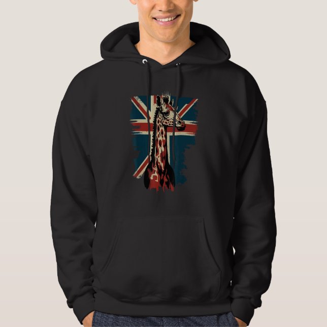 British UK Giraffe on Great Britain Giraffe Hoodie (Vorderseite)