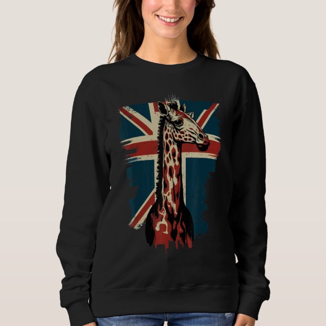 British UK Giraffe on Great Britain Giraffe Sweatshirt (Vorderseite)