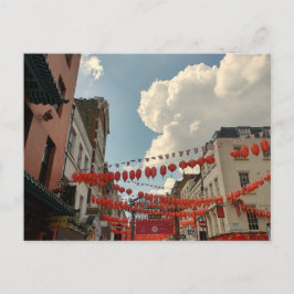 British UK London Chinatown Flag Lanterns Travel Postkarte
