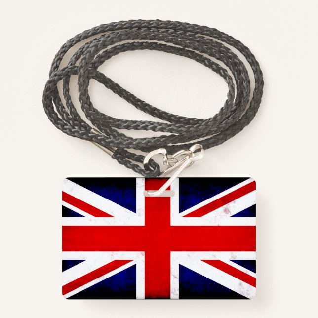 British Union Jack Flag Ausweis (Vorderseite mit Schlüsselband)