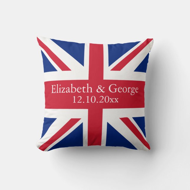 British Union Jack Flag Britische Personalisiert W Kissen (Vorderseite)