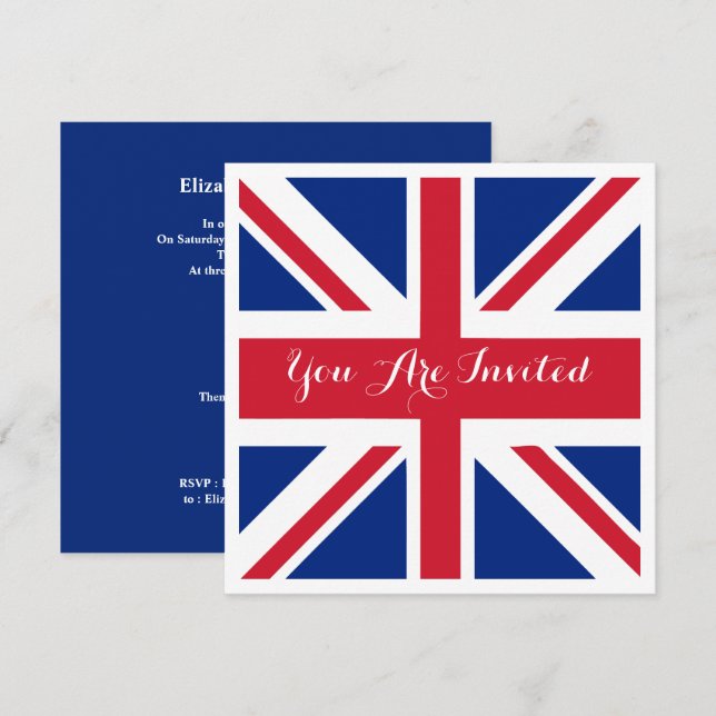British Union Jack Flag British Wedding Einladung (Vorne/Hinten)
