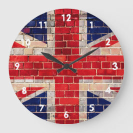 British Union Jack flag on a brick wall Große Wanduhr