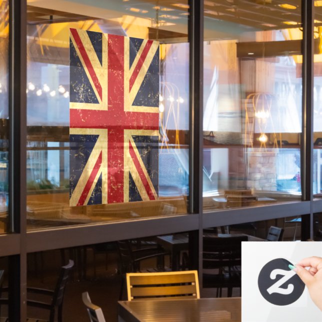 British Union Jack Flag Vintag Fensteraufkleber (Restaurantfenster)