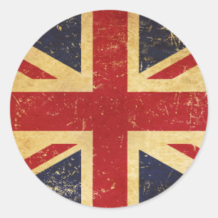 British Union Jack Flag Vintag Runder Aufkleber