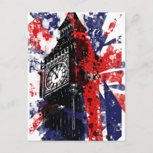 British Union Jack Flag Vintag Worin Postkarte