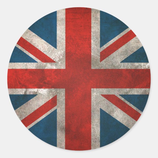 British Union Jack Runder Aufkleber (Vorderseite)