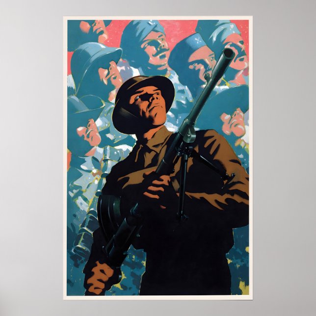 British WWII Propaganda Poster Soldier with Bren (Vorne)