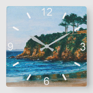 Brittany Coast Beach Acrylic Painting - dial-plate Quadratische Wanduhr