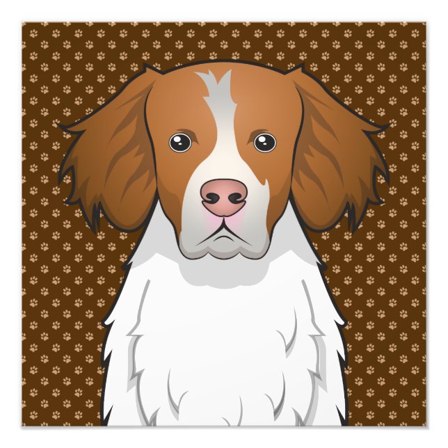 Brittany Dog Cartoon Paws Fotodruck (Vorne)