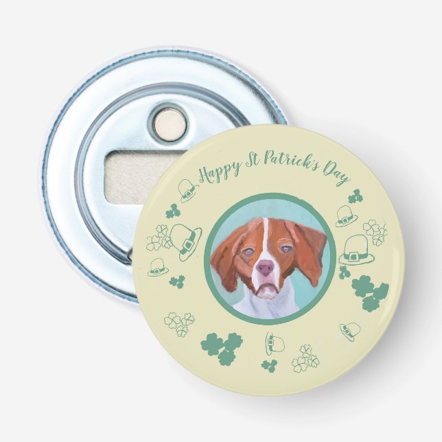 Brittany Dog Happy St Patrick's Day Flaschenöffner (Vorderseite)