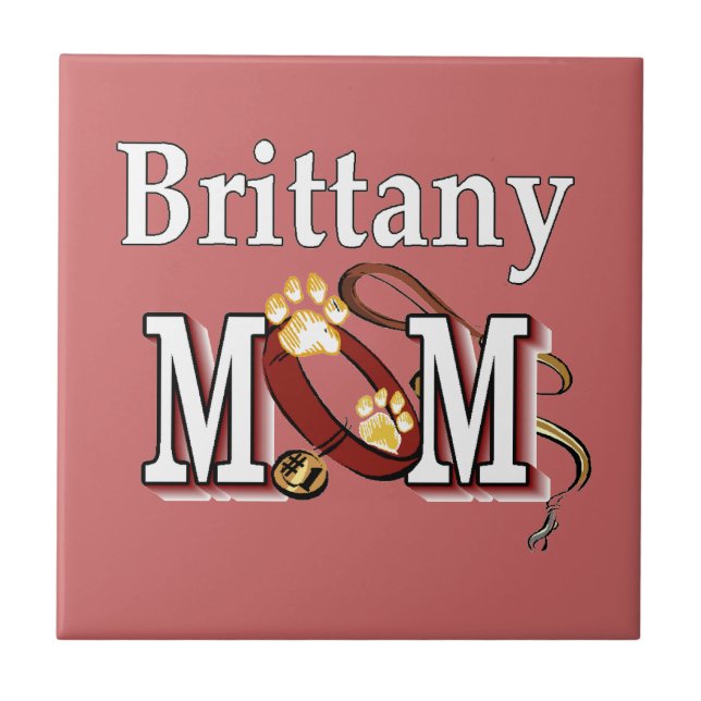 Brittany Dog MAMA Fliese (Vorderseite)