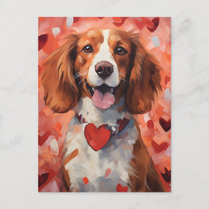 Brittany-Hund Valentinstag Postkarte