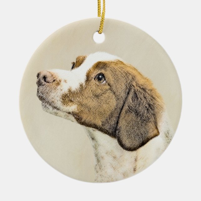 Brittany Painting - Cute Original Dog Art Keramik Ornament (Vorne)