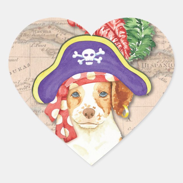 Brittany Pirate Herz-Aufkleber (Vorderseite)
