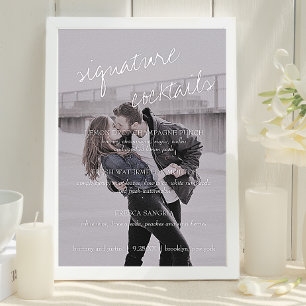 Brittany Schwarz Weiß Cocktails Menü Hochzeitsschi Poster