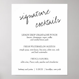Brittany Signature Cocktails Menü Hochzeitsschild Poster