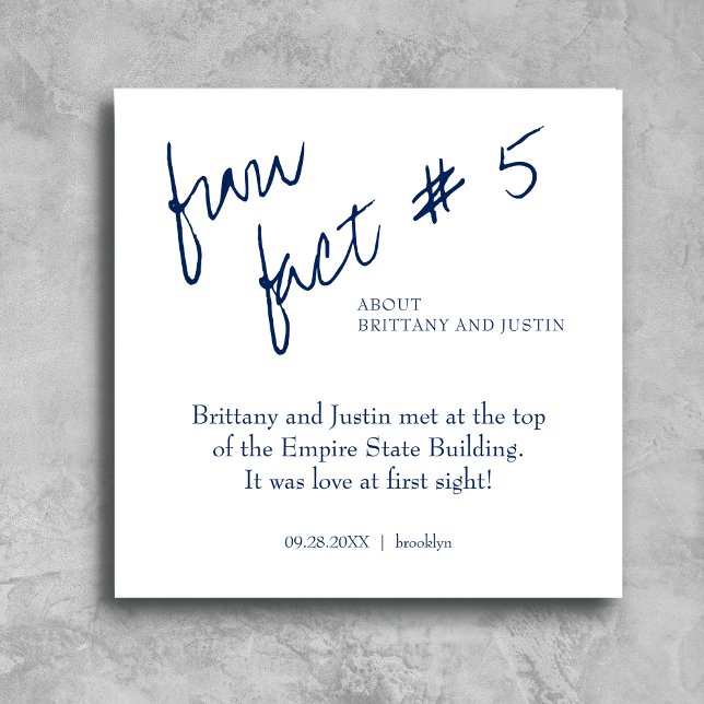 Brittany Simple Navy Blue Fun Fakt #5 Hochzeit Serviette (Von Creator hochgeladen)