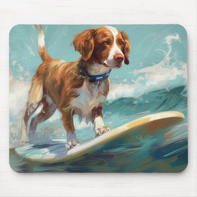 Brittany Spanel Beach Surfmalerei Mousepad (Vorne)