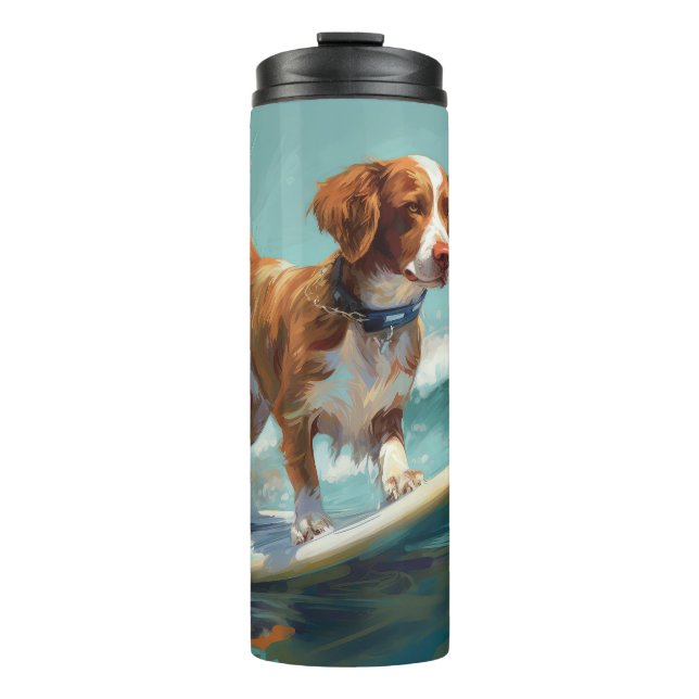 Brittany Spanel Beach Surfmalerei Thermosbecher (Vorderseite)
