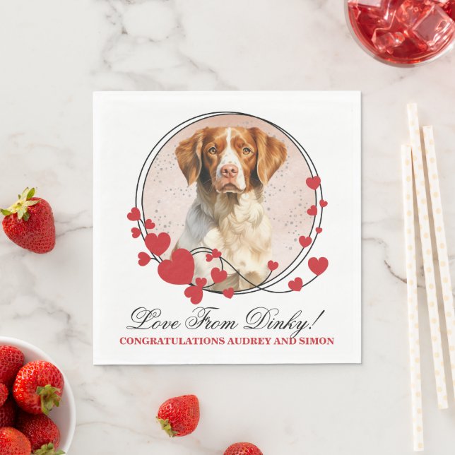 Brittany Spanel Red Heart Frame Foto Serviette (Beispiel)