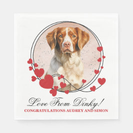 Brittany Spanel Red Heart Frame Foto Serviette