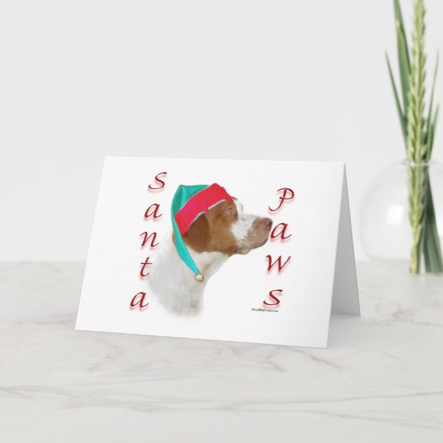 Brittany Spanel Santa Paws Feiertagskarte (Vorderseite)