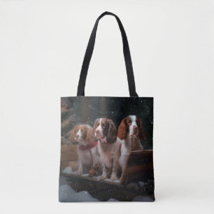 Brittany Spanel Snowy Sleigh Weihnachtsdekor Tasche