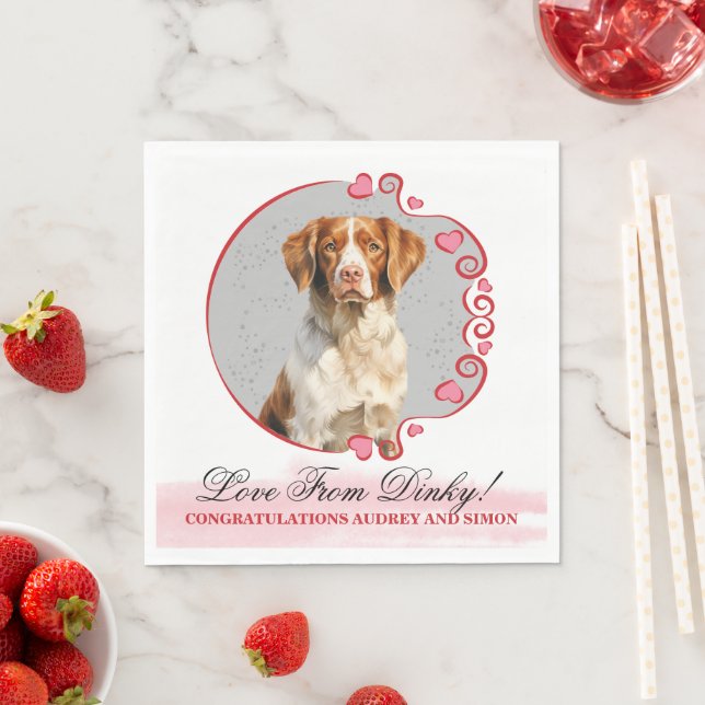 Brittany Spanel Wedding Napkins mit Hunden Foto Serviette (Beispiel)