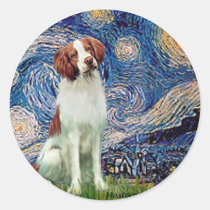 Brittany Spaniel 3 - Sternennacht Runder Aufkleber
