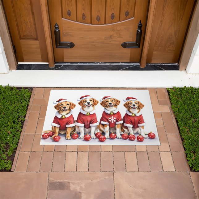Brittany Spaniel Christmas Dress Santa Hat Fußmatte (Außenbereich)