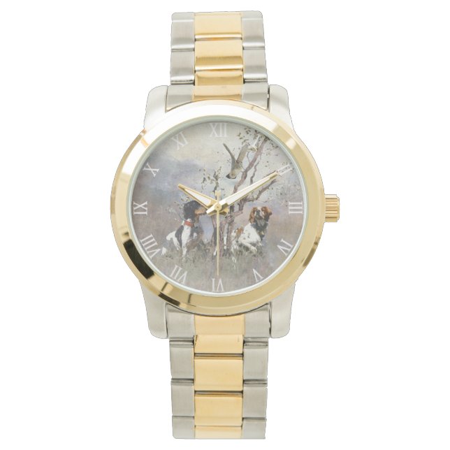 Brittany Spaniel Clock Armbanduhr (Vorderseite)
