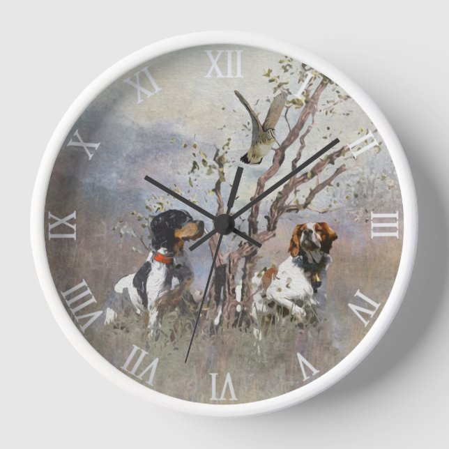 Brittany Spaniel Clock Uhr (Vorderseite)