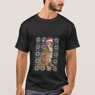 Brittany Spaniel Dog Christmas Lights Weihnachtsma T-Shirt