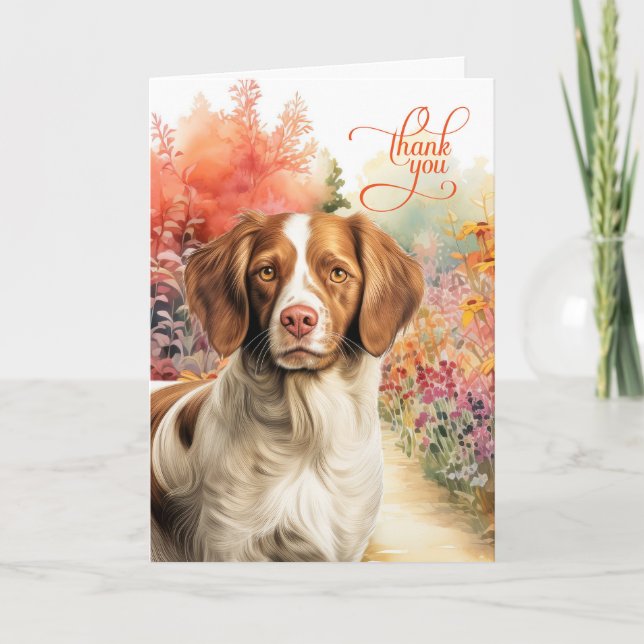 Brittany Spaniel Dog Colorful Garden Path Dankeskarte (Vorderseite)